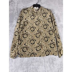 Doncaster Silk Blouse Womens Paisley Button Up Vintage Long Sleeve